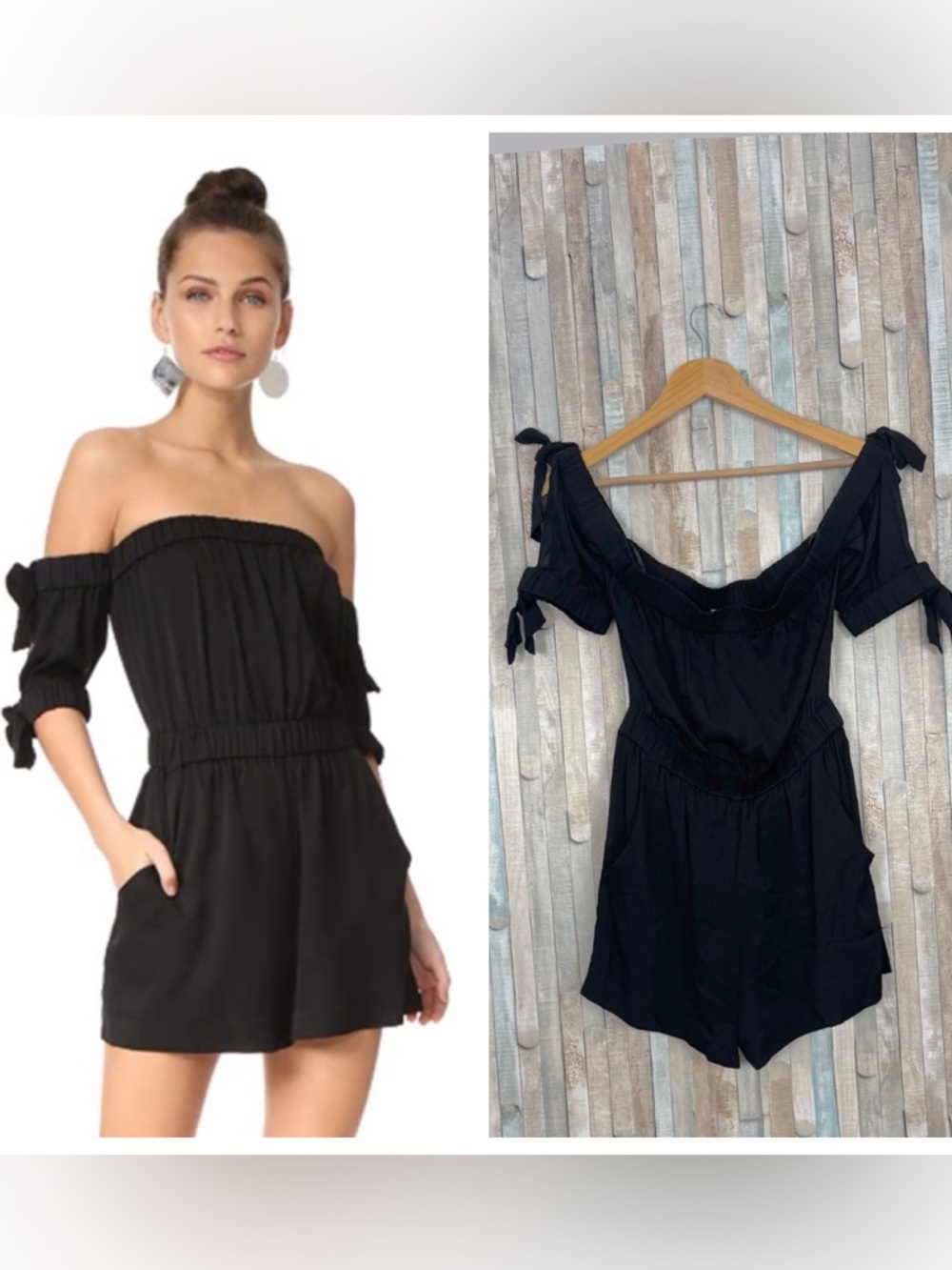 Milly 0 Silk Off the Shoulder Zoey Tie Romper Playsuit Shorts Going Out Festival